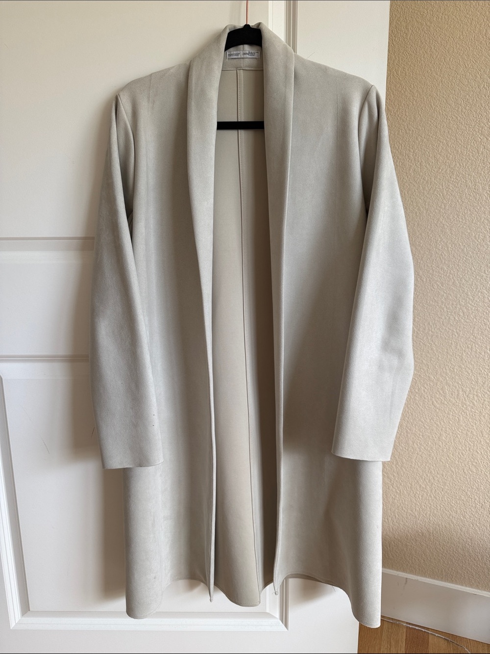 Zara Light Gray Open-Front Trench Coat
